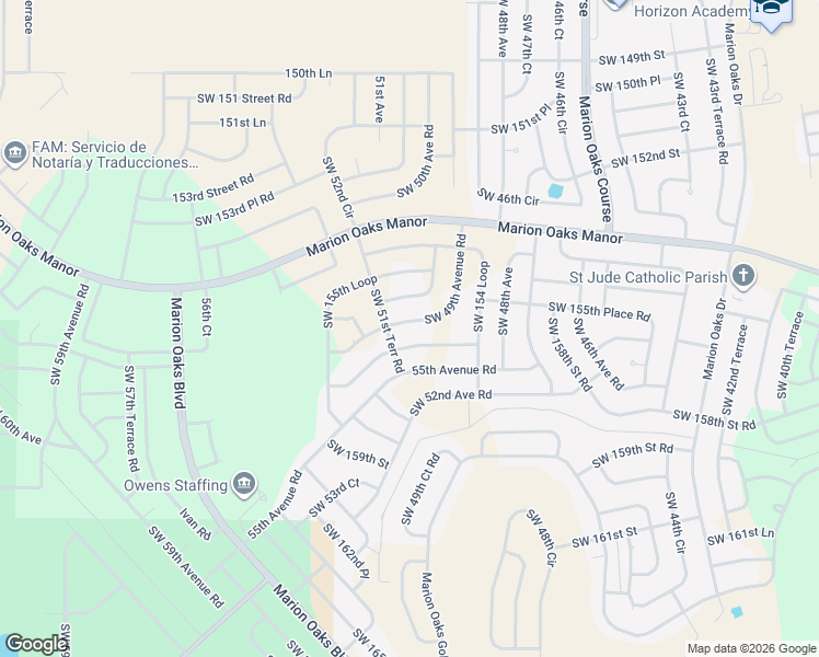 map of restaurants, bars, coffee shops, grocery stores, and more near 15625 Southwest 49th Avenue Road in Ocala