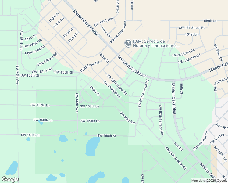 map of restaurants, bars, coffee shops, grocery stores, and more near Southwest 155th Street Road in Ocala