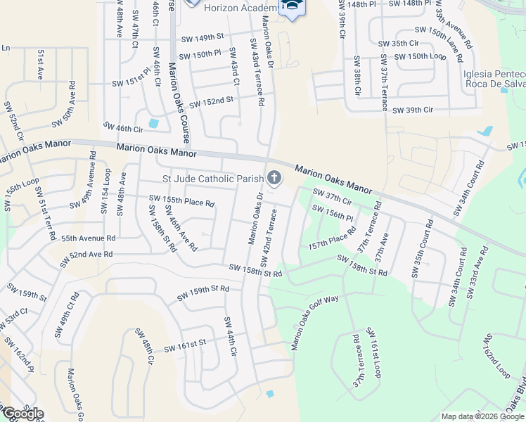 map of restaurants, bars, coffee shops, grocery stores, and more near 453 Marion Oaks Drive in Ocala