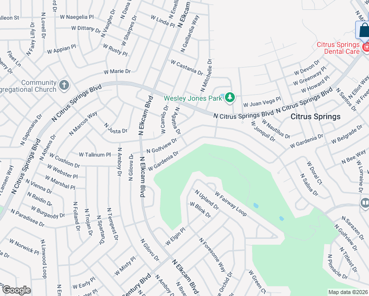 map of restaurants, bars, coffee shops, grocery stores, and more near 2828 West Gardenia Drive in Citrus Springs