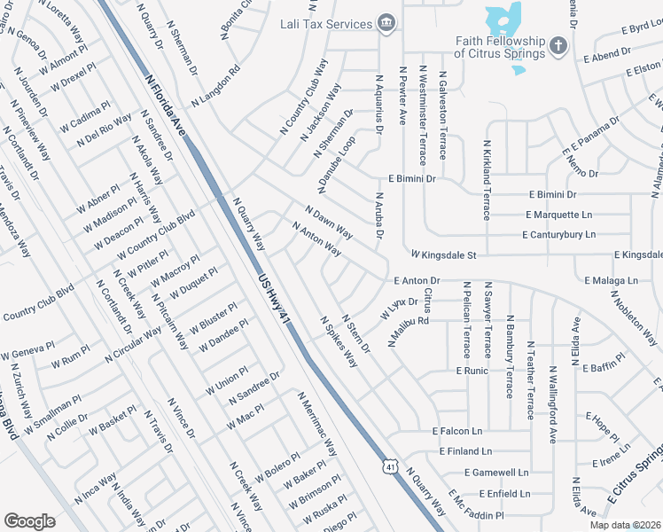 map of restaurants, bars, coffee shops, grocery stores, and more near 8997 North Stern Drive in Citrus Springs