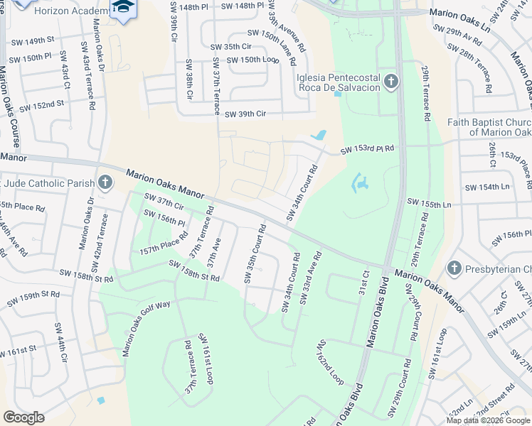map of restaurants, bars, coffee shops, grocery stores, and more near Southwest 155th Street Road in Ocala