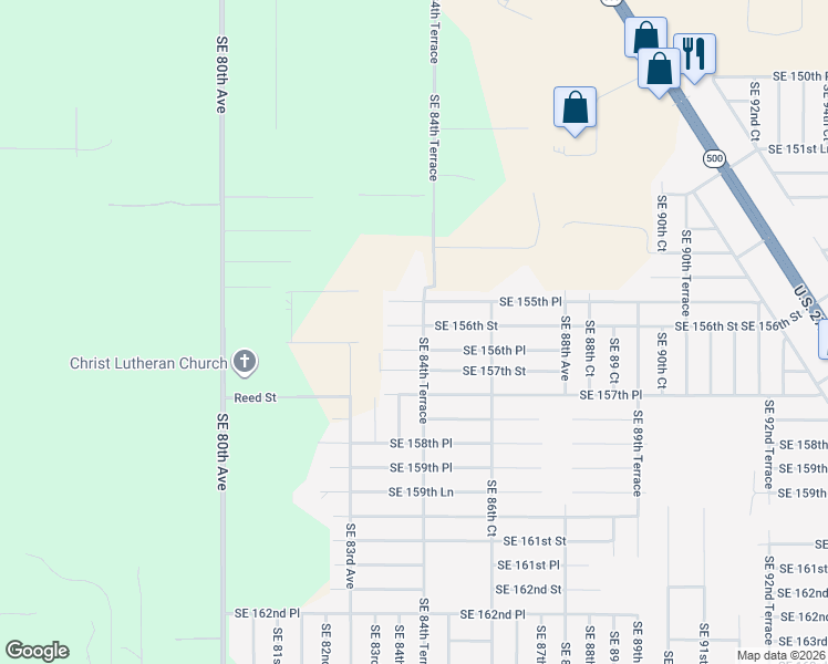 map of restaurants, bars, coffee shops, grocery stores, and more near 8520 Southeast 156th Street in Summerfield