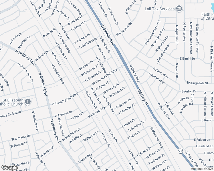map of restaurants, bars, coffee shops, grocery stores, and more near 657 West Macroy Place in Citrus Springs