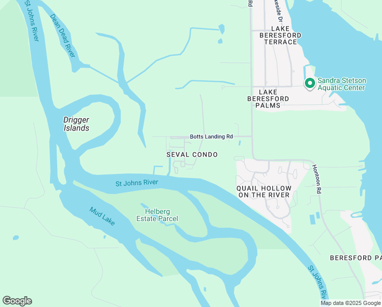 map of restaurants, bars, coffee shops, grocery stores, and more near 2744 Botts Landing Road in DeLand