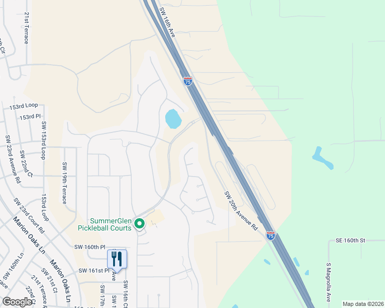 map of restaurants, bars, coffee shops, grocery stores, and more near 1100 SW 156th St in Ocala