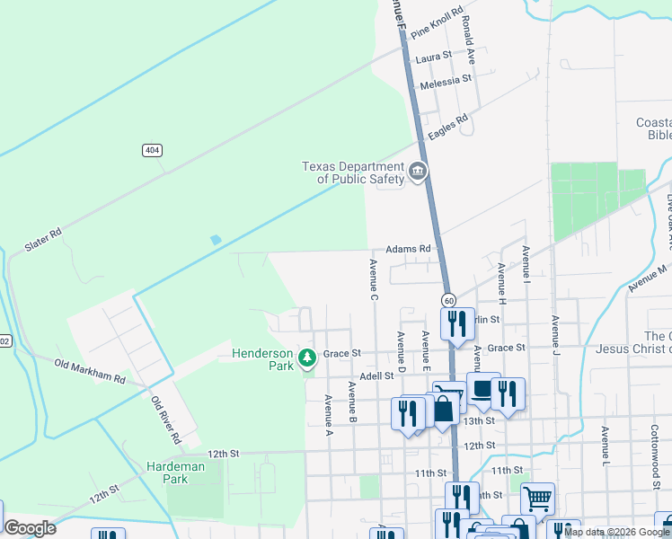 map of restaurants, bars, coffee shops, grocery stores, and more near Harold Avenue in Bay City
