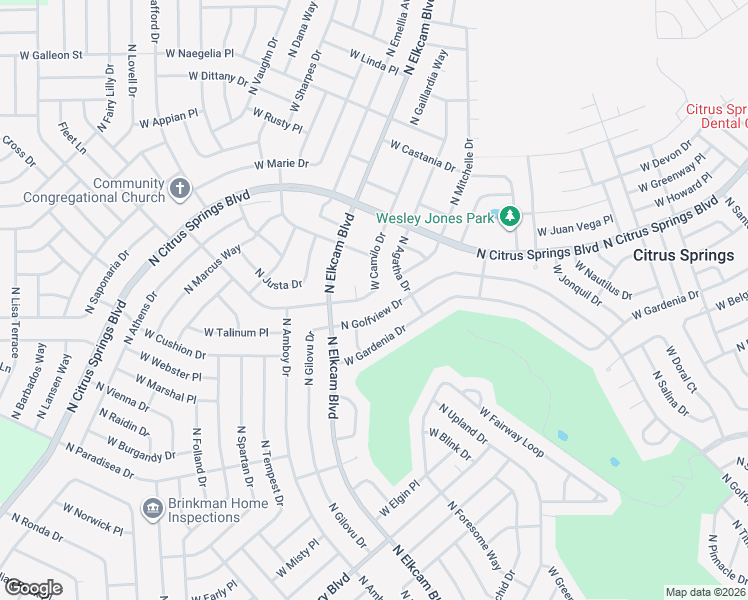 map of restaurants, bars, coffee shops, grocery stores, and more near 2954 West Camilo Drive in Citrus Springs