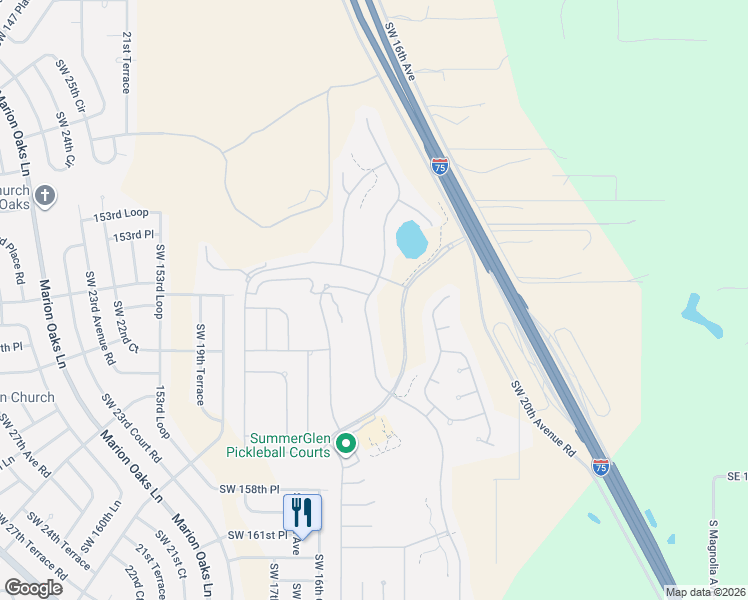 map of restaurants, bars, coffee shops, grocery stores, and more near 15481 Southwest 14th Avenue Road in Ocala