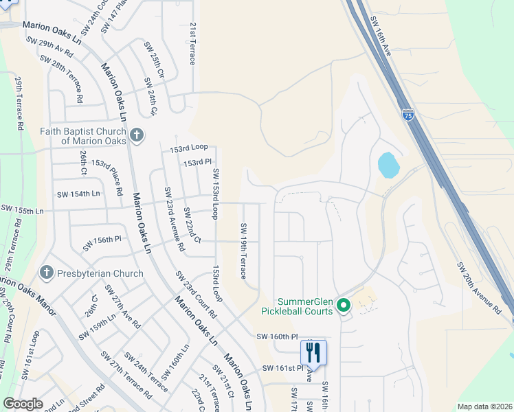 map of restaurants, bars, coffee shops, grocery stores, and more near 1995 Southwest 156th Street in Ocala