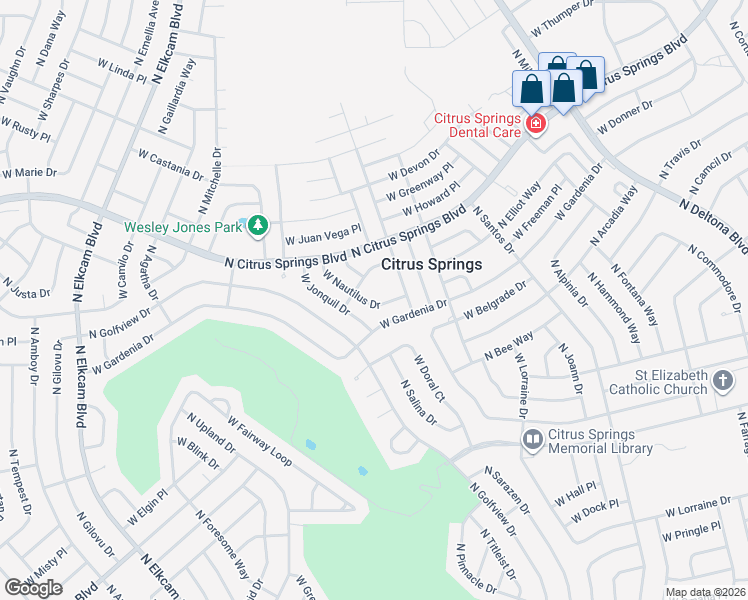 map of restaurants, bars, coffee shops, grocery stores, and more near 2305 West Nautilus Drive in Citrus Springs