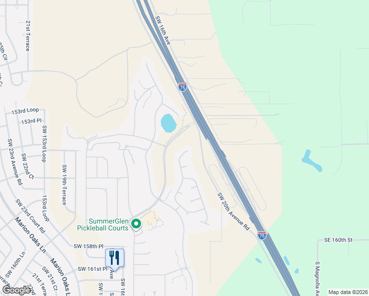 map of restaurants, bars, coffee shops, grocery stores, and more near 15520 Southwest 11th Terrace Road in Ocala