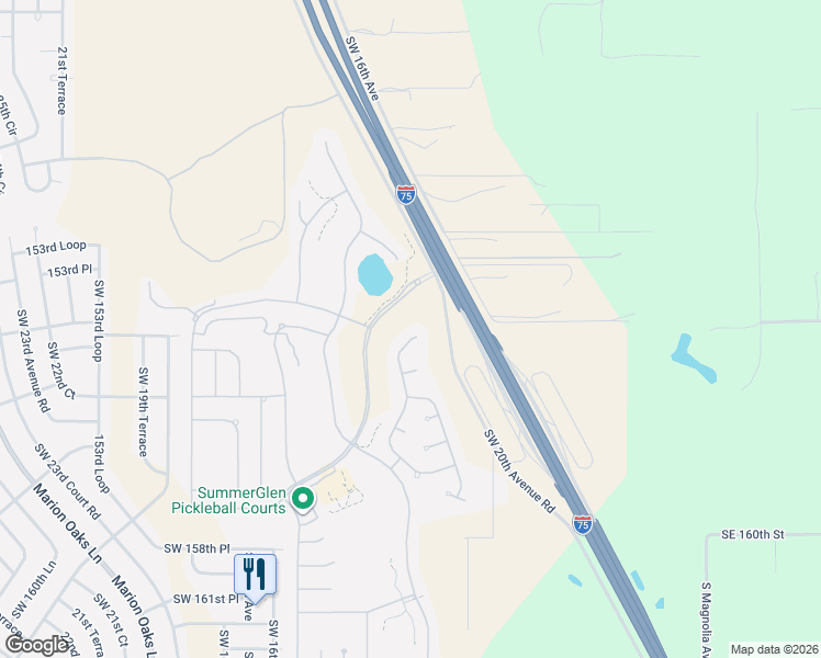 map of restaurants, bars, coffee shops, grocery stores, and more near 15520 Southwest 11th Terrace Road in Ocala