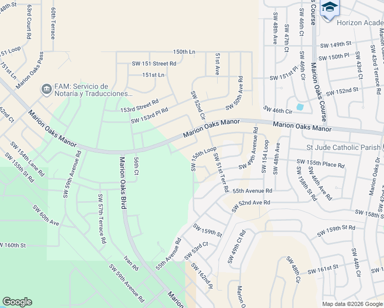 map of restaurants, bars, coffee shops, grocery stores, and more near 5137 Southwest 155th Loop in Ocala