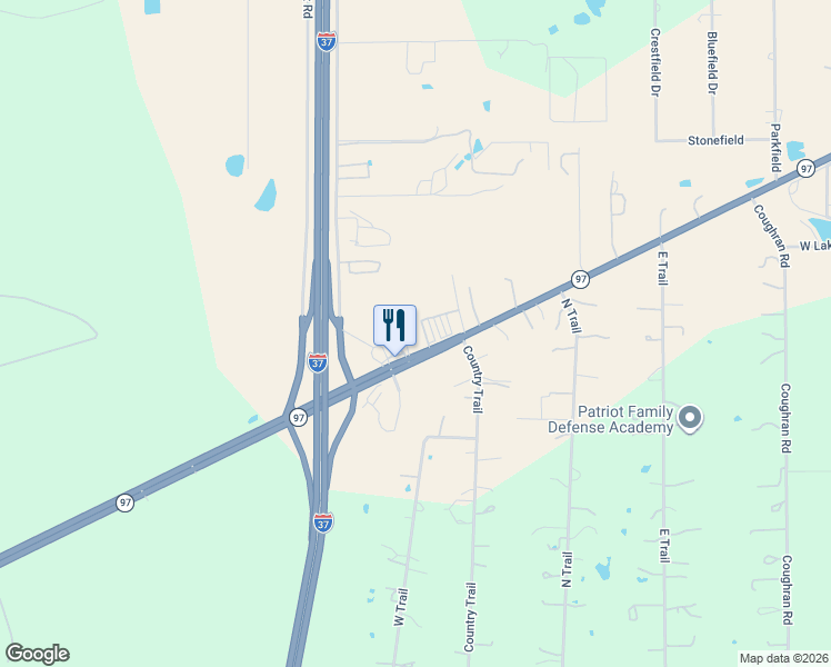 map of restaurants, bars, coffee shops, grocery stores, and more near 4948 Texas 97 in Pleasanton