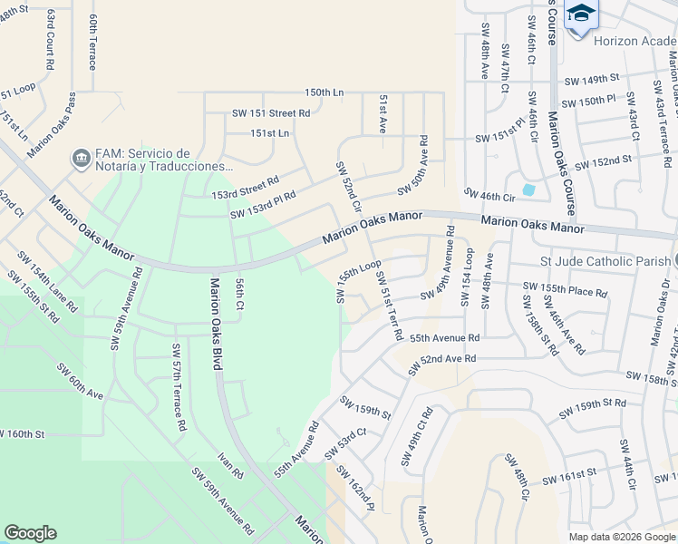 map of restaurants, bars, coffee shops, grocery stores, and more near 5137 Southwest 155th Loop in Ocala