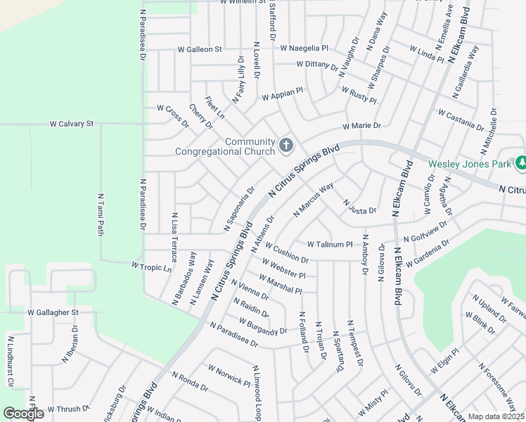 map of restaurants, bars, coffee shops, grocery stores, and more near 9195 North Citrus Springs Boulevard in Citrus Springs