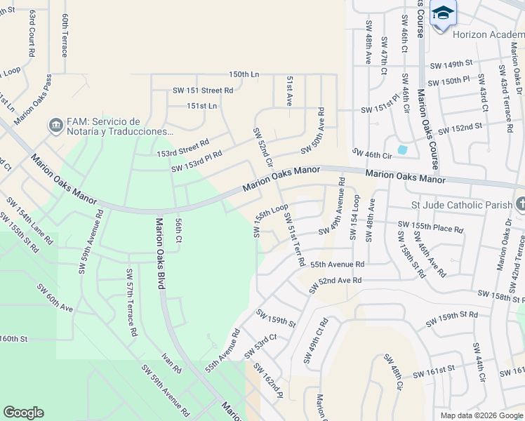 map of restaurants, bars, coffee shops, grocery stores, and more near 5137 Southwest 155th Loop in Ocala