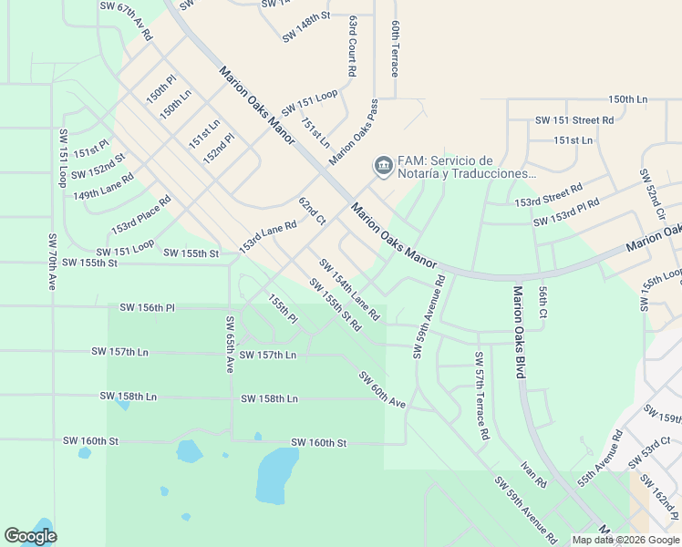 map of restaurants, bars, coffee shops, grocery stores, and more near 6205 Southwest 154th Lane Road in Ocala