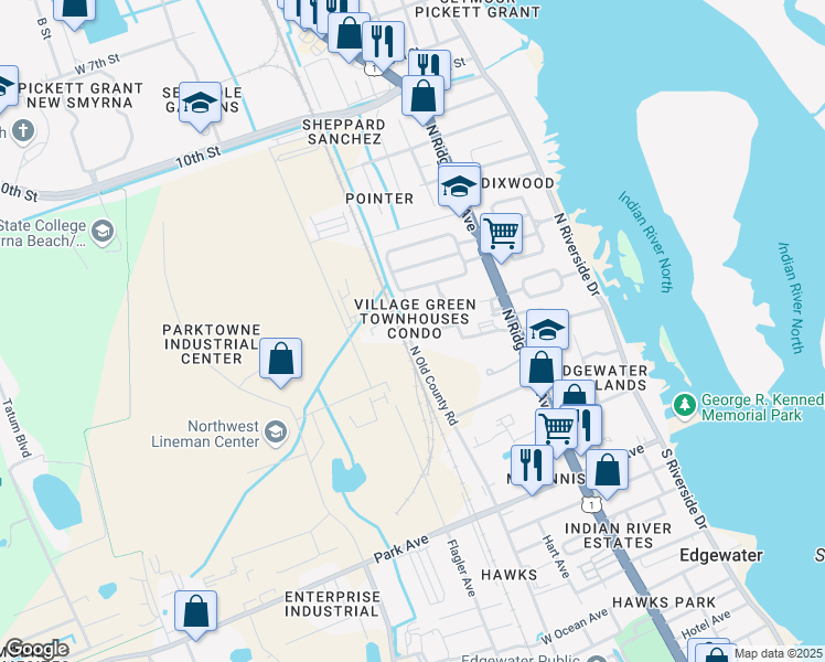 map of restaurants, bars, coffee shops, grocery stores, and more near 153 Cheeta Dr in Edgewater