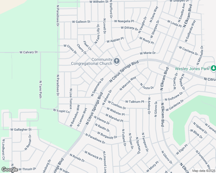 map of restaurants, bars, coffee shops, grocery stores, and more near 9195 North Citrus Springs Boulevard in Citrus Springs