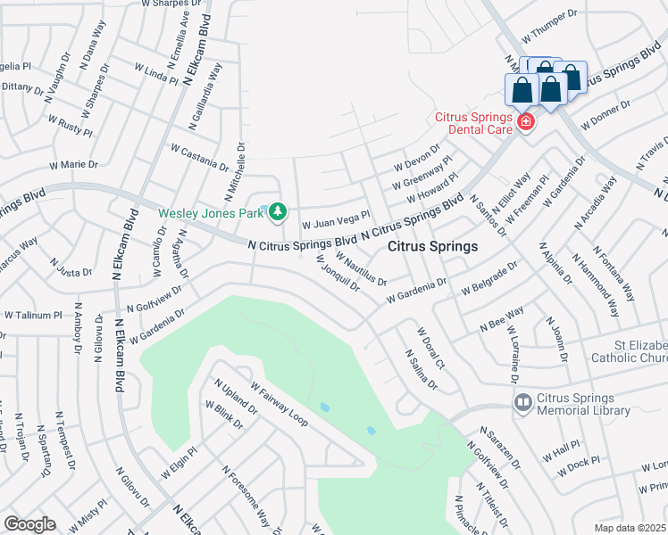 map of restaurants, bars, coffee shops, grocery stores, and more near 2435 West Jonquil Drive in Citrus Springs