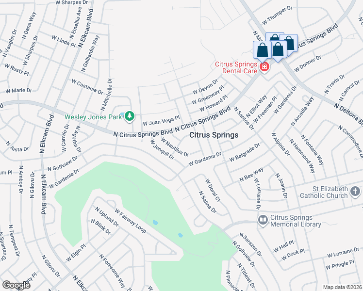 map of restaurants, bars, coffee shops, grocery stores, and more near 2305 West Nautilus Drive in Citrus Springs