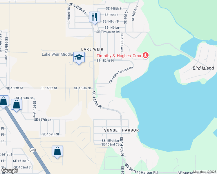 map of restaurants, bars, coffee shops, grocery stores, and more near 10235 Southeast Sunset Harbor Road in Summerfield