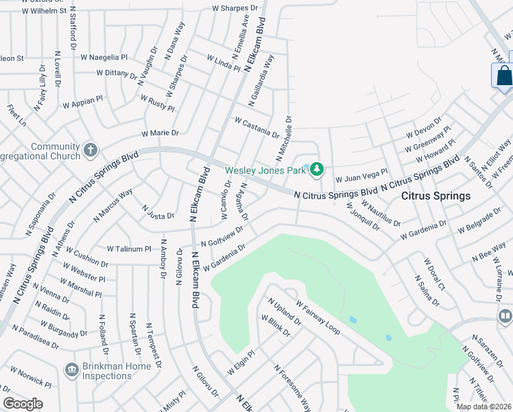 map of restaurants, bars, coffee shops, grocery stores, and more near 9141 North Golfview Drive in Citrus Springs