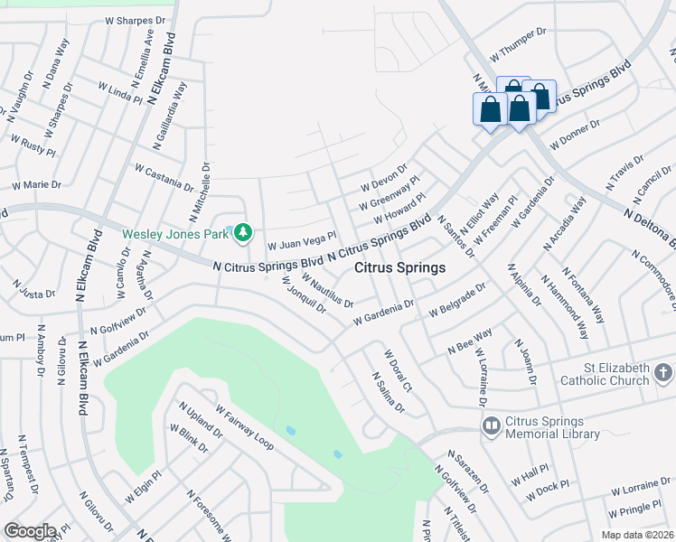 map of restaurants, bars, coffee shops, grocery stores, and more near 9202 North Abbot Drive in Citrus Springs