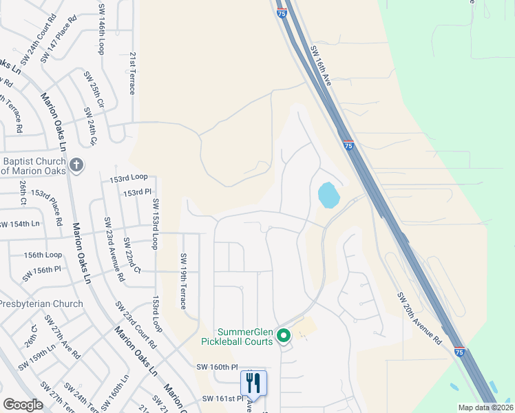 map of restaurants, bars, coffee shops, grocery stores, and more near 15539 Southwest 13th Circle in Ocala