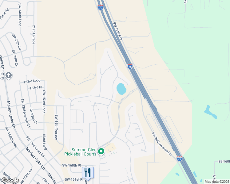 map of restaurants, bars, coffee shops, grocery stores, and more near 15395 Southwest 14th Avenue Road in Ocala