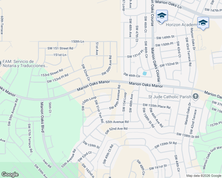 map of restaurants, bars, coffee shops, grocery stores, and more near 5103 Southwest 154 Loop in Ocala