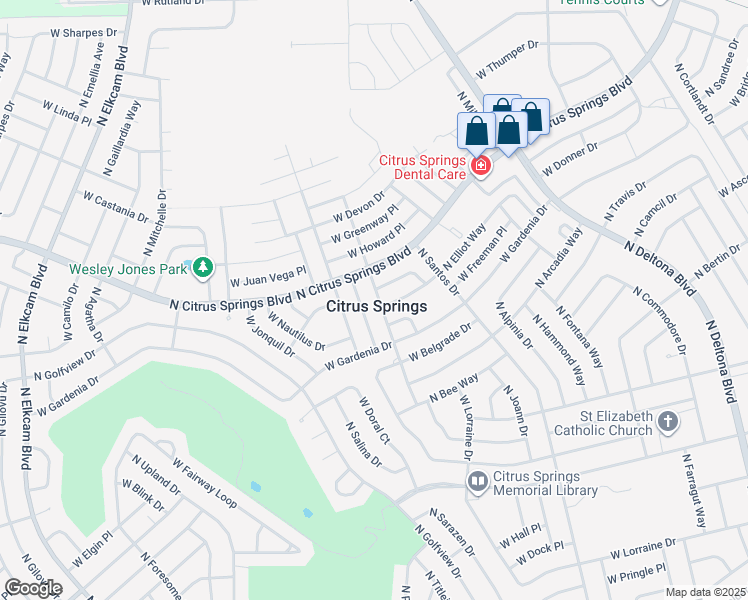 map of restaurants, bars, coffee shops, grocery stores, and more near 9228 North Greco Terrace in Citrus Springs