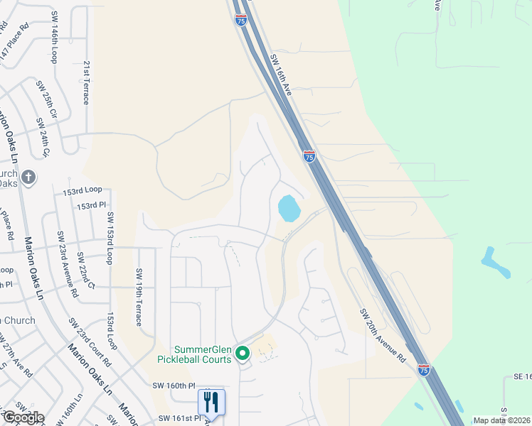 map of restaurants, bars, coffee shops, grocery stores, and more near 15395 Southwest 14th Avenue Road in Ocala