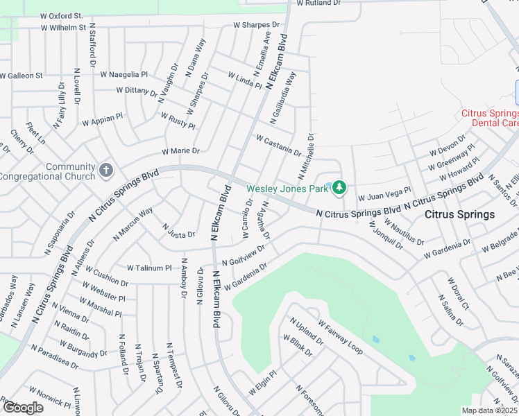 map of restaurants, bars, coffee shops, grocery stores, and more near 2912 West Camilo Drive in Citrus Springs