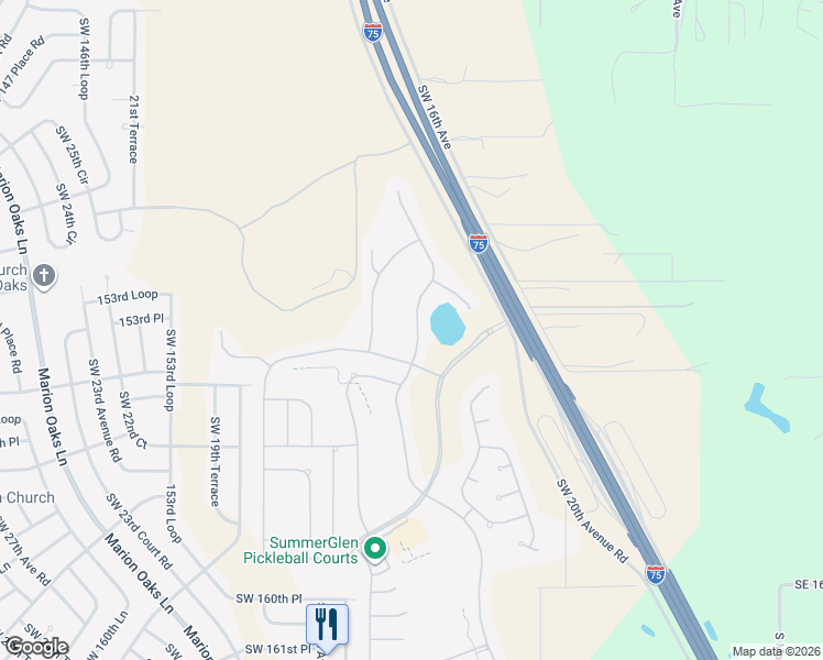 map of restaurants, bars, coffee shops, grocery stores, and more near 15395 Southwest 14th Avenue Road in Ocala