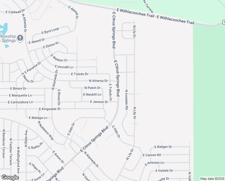 map of restaurants, bars, coffee shops, grocery stores, and more near 1264 East Toledo Drive in Citrus Springs