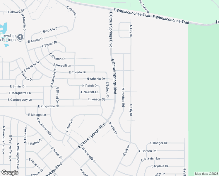 map of restaurants, bars, coffee shops, grocery stores, and more near 1264 East Toledo Drive in Citrus Springs