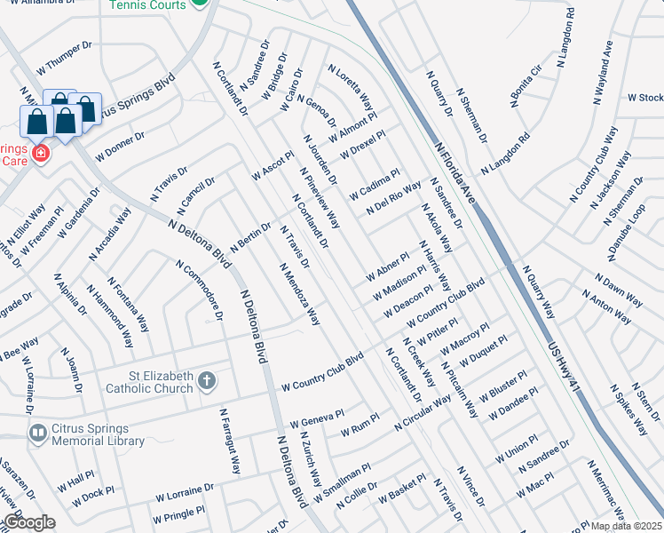 map of restaurants, bars, coffee shops, grocery stores, and more near 9228 North Cortlandt Drive in Citrus Springs