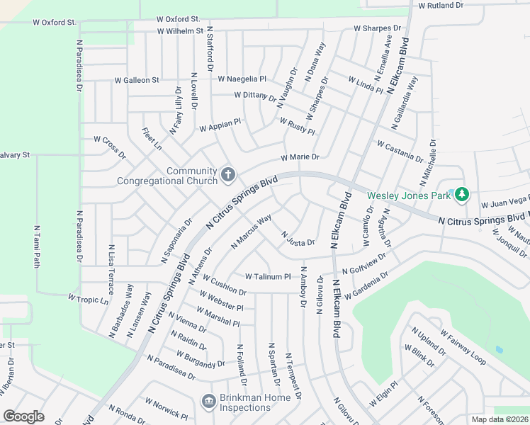 map of restaurants, bars, coffee shops, grocery stores, and more near 9282 North Marcus Way in Citrus Springs