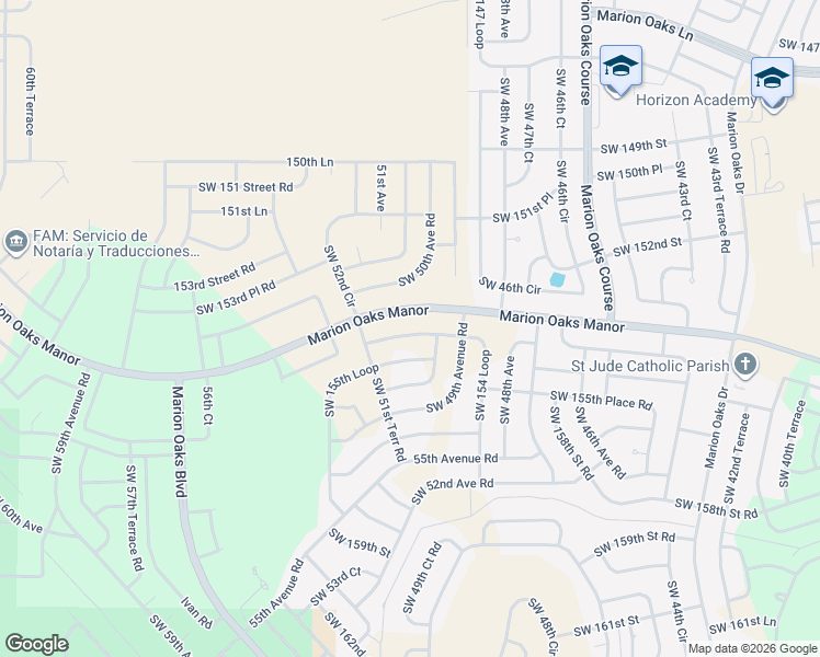 map of restaurants, bars, coffee shops, grocery stores, and more near 5103 Southwest 154 Loop in Ocala