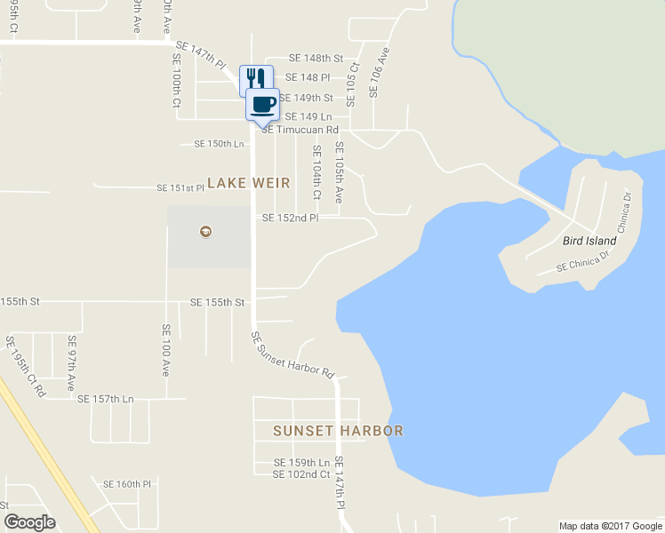 map of restaurants, bars, coffee shops, grocery stores, and more near 15405 Southeast 105th Terrace Road in Summerfield