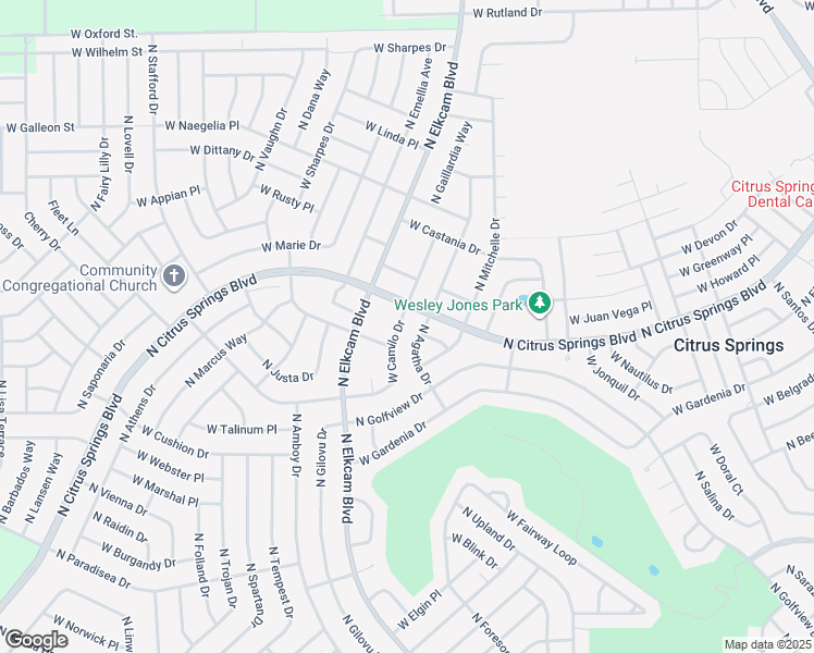 map of restaurants, bars, coffee shops, grocery stores, and more near 2912 West Camilo Drive in Citrus Springs