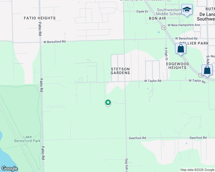 map of restaurants, bars, coffee shops, grocery stores, and more near 1763 Blue Oak Court in DeLand