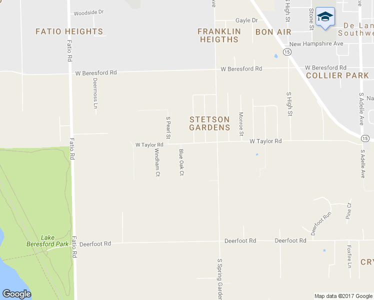 map of restaurants, bars, coffee shops, grocery stores, and more near 1763 Blue Oak Court in DeLand