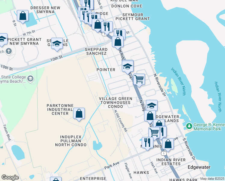 map of restaurants, bars, coffee shops, grocery stores, and more near 145 Oak Ridge Avenue in Edgewater