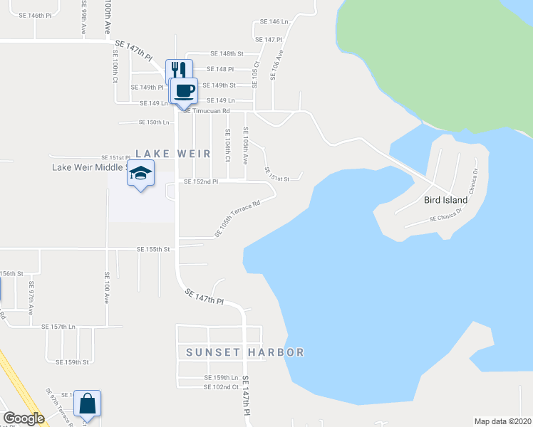 map of restaurants, bars, coffee shops, grocery stores, and more near 15363 Southeast 105th Terrace Road in Summerfield
