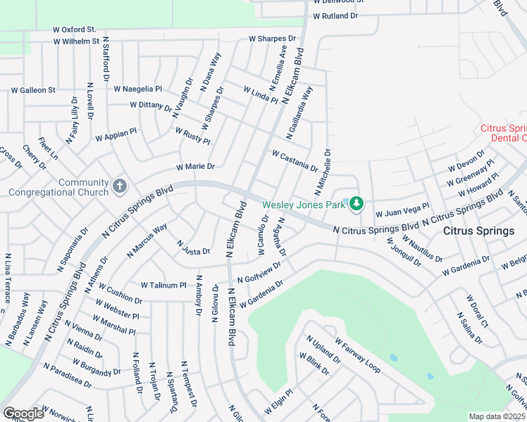 map of restaurants, bars, coffee shops, grocery stores, and more near 2912 West Camilo Drive in Citrus Springs