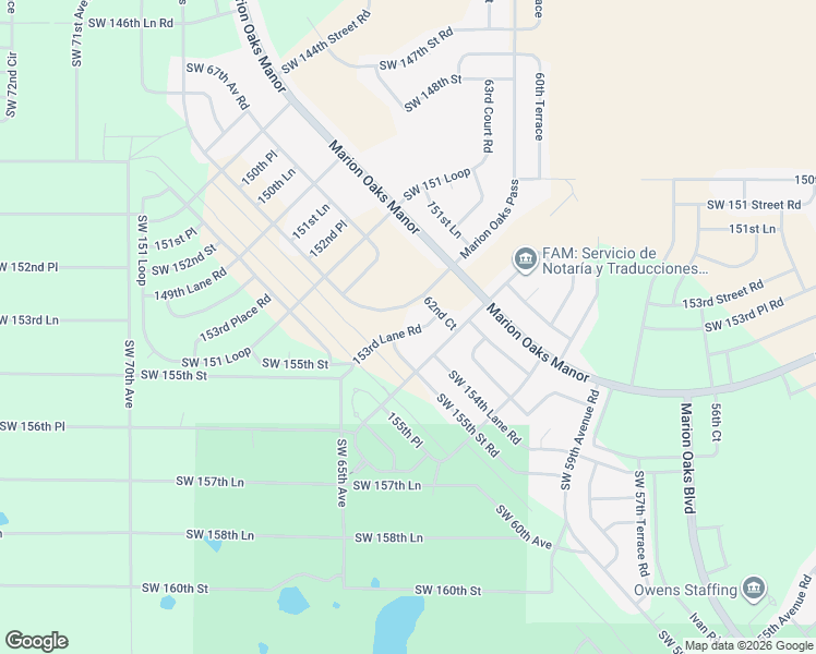 map of restaurants, bars, coffee shops, grocery stores, and more near 6264 Southwest 155th Street Road in Ocala
